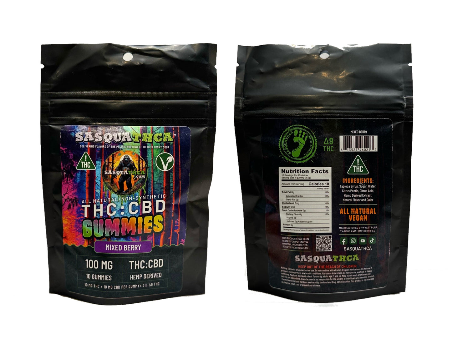 THC:CBD 100mg - 10 Pack Gummies - Mixed Berry