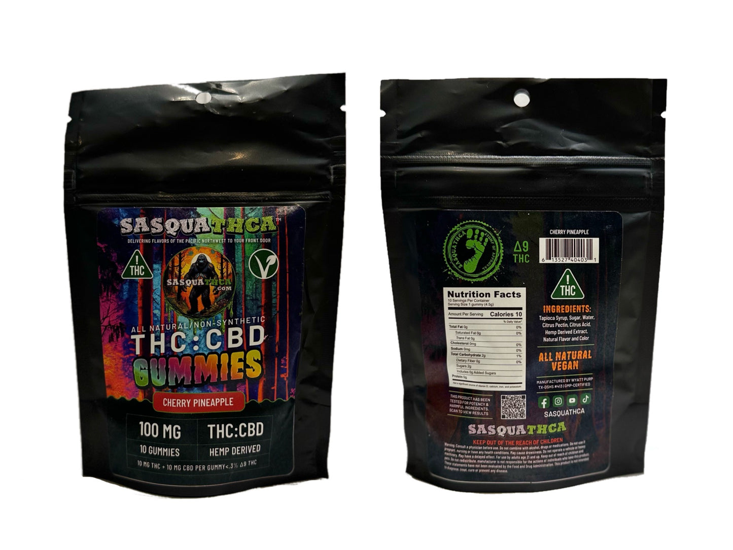 THC:CBD 100mg - 10 Pack Gummies - Cherry Pineapple