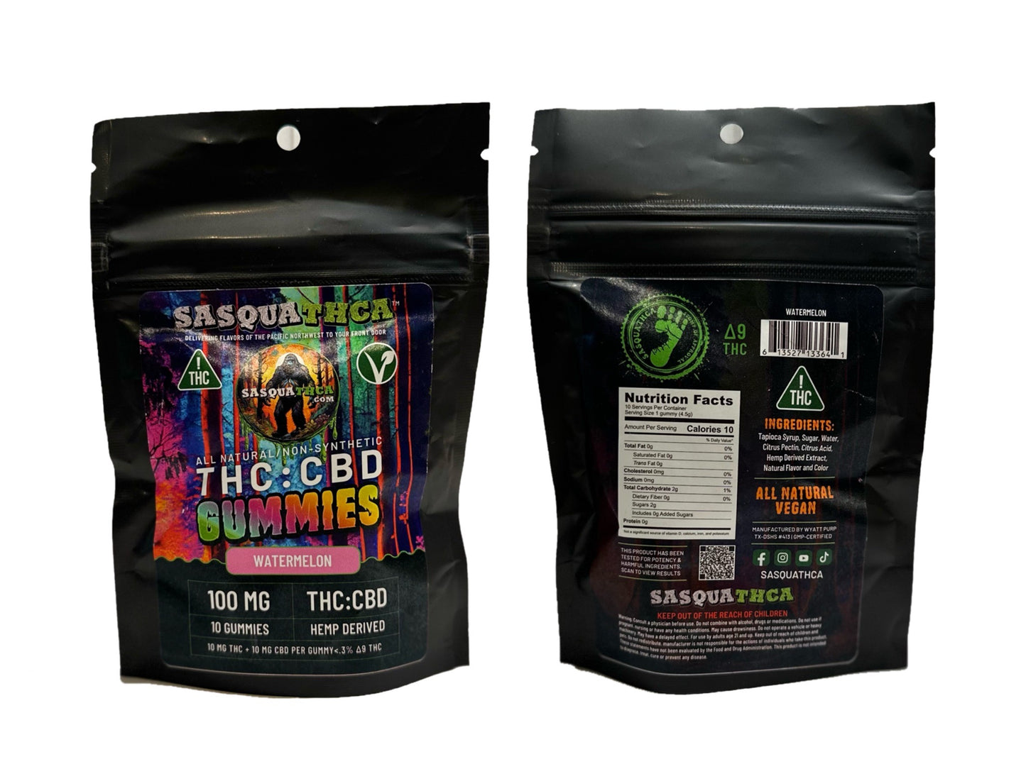 THC:CBD 100mg - 10 Pack Gummies - Watermelon