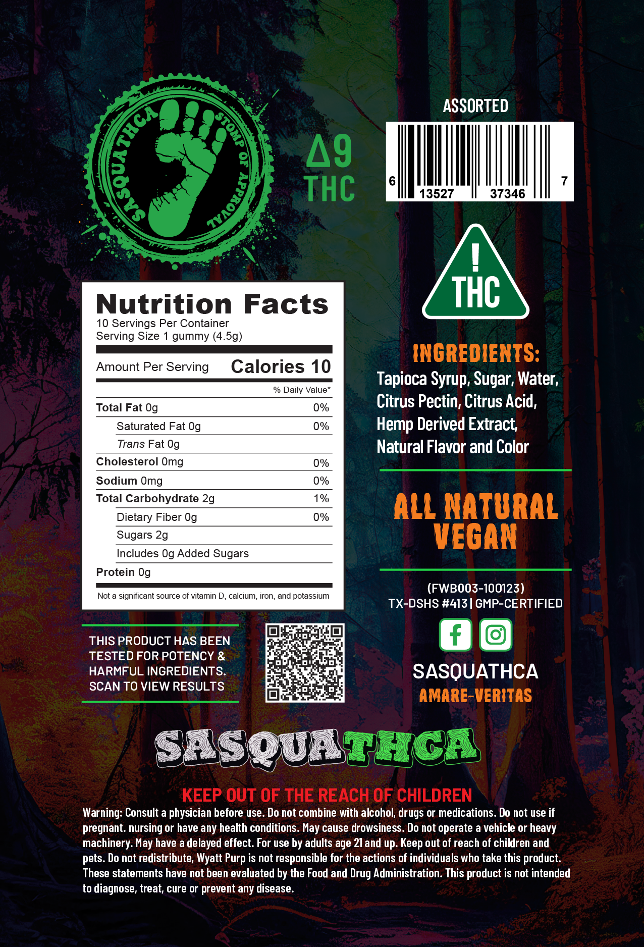 SasquaTHCa label back